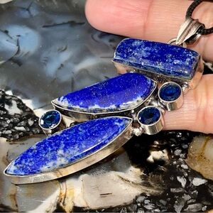 Lapis Lazuli Crystal Pendant 3”